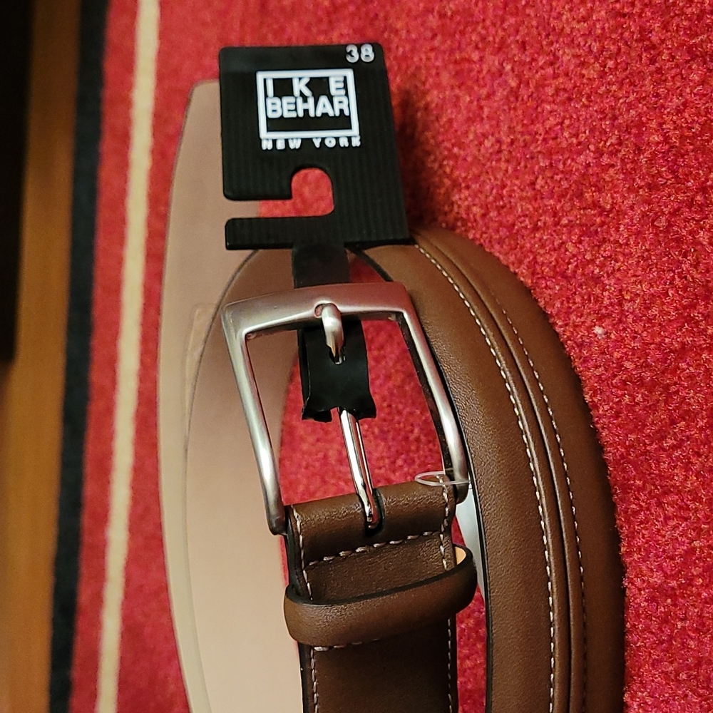 Ike Behar Men's Designer Brown Leather Belt